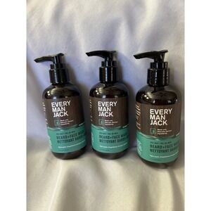 NEW Every Man Jack Beard + Face Wash Sea Salt Scent 6.7Fl Ounce 3 Pack Mens Wash
